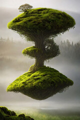 Soaring giant tree, fantasy