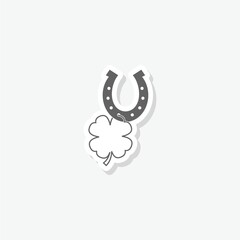 Horseshoe and clover logo sticker icon