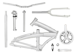 Set of folding bike parts png isolated with transparency