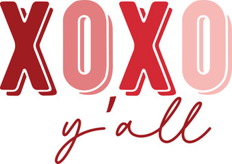 xoxo y'all Retro SVG T-shirt Design.