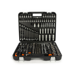 Toolbox, tools kit case detail close up  instruments. set of tools car tool kit tool set background  instruments for repair