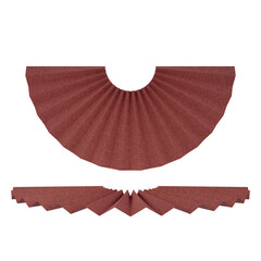 Corrugation, fan-shaped folds. Pleating of fabric with parallel pleats for sewing production and atelier. 3d rendering.