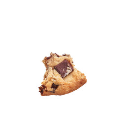  Delicious single chocolate piece of cookie over isolated white background