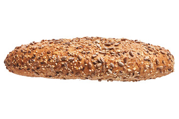  SIngle cereal wholemeal bread over white isolated background