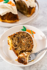 Carrot bundt cake with cream cheese frosting