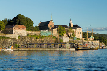 Fototapeta na wymiar Akershus fortress in Oslo in the evening