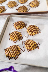 Banana cookies with chocolate drizzle