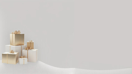 White Christmas background/wallpaper with presents, digital art