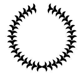 Vintage laurel wreath. Black silhouette circular sign depicting an award achievement heraldry, nobility, emblem. Laurel wreath award, winning, prize or victory