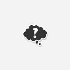 Question mark on cloud button sticker icon
