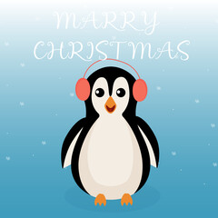 penguin with christmas card