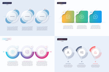 Vector modern infographic templates composed of 3 shapes