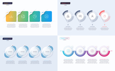 Vector modern infographic templates composed of 4 shapes
