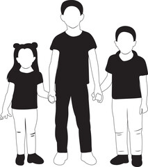 silhouette children, boys and girls design vector