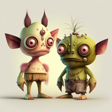 Cute monster toy illustration generated with Artificial Intelligence