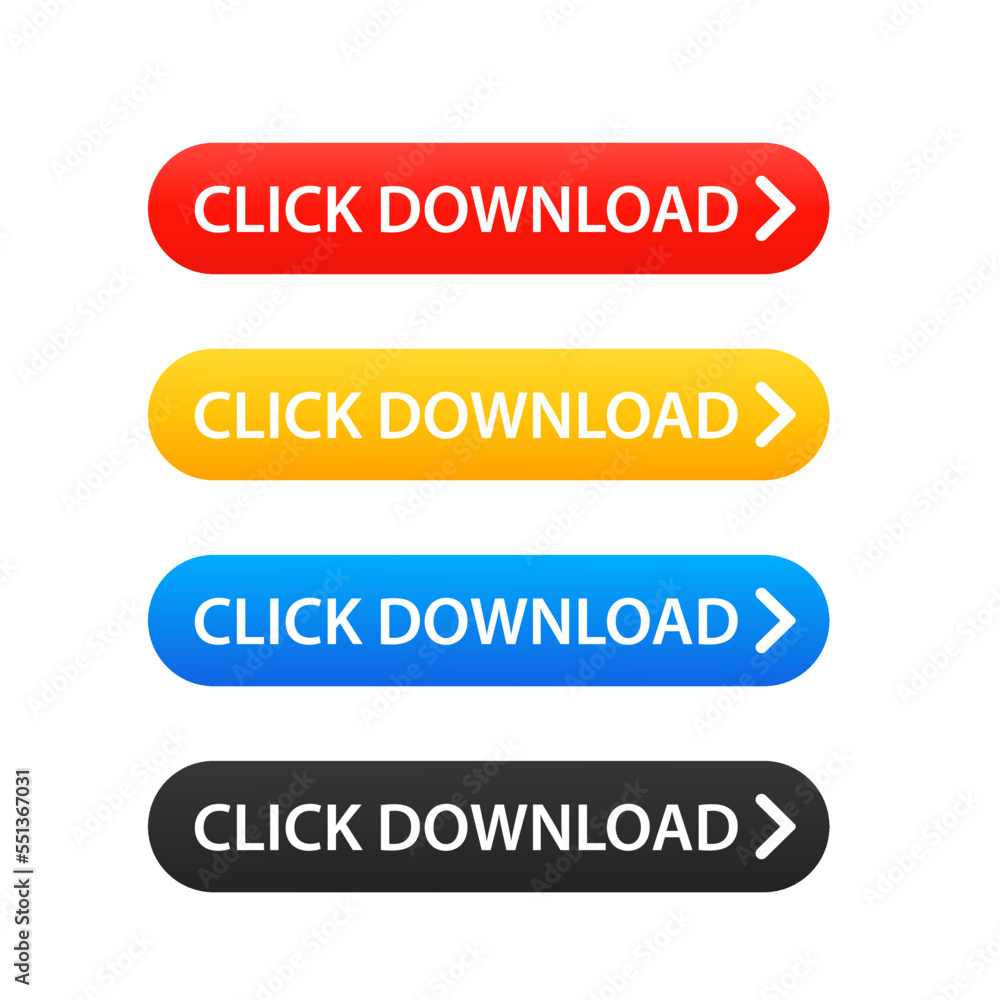 Poster button click download, the icon clicked. click here vector web button. web button with arrow pointer