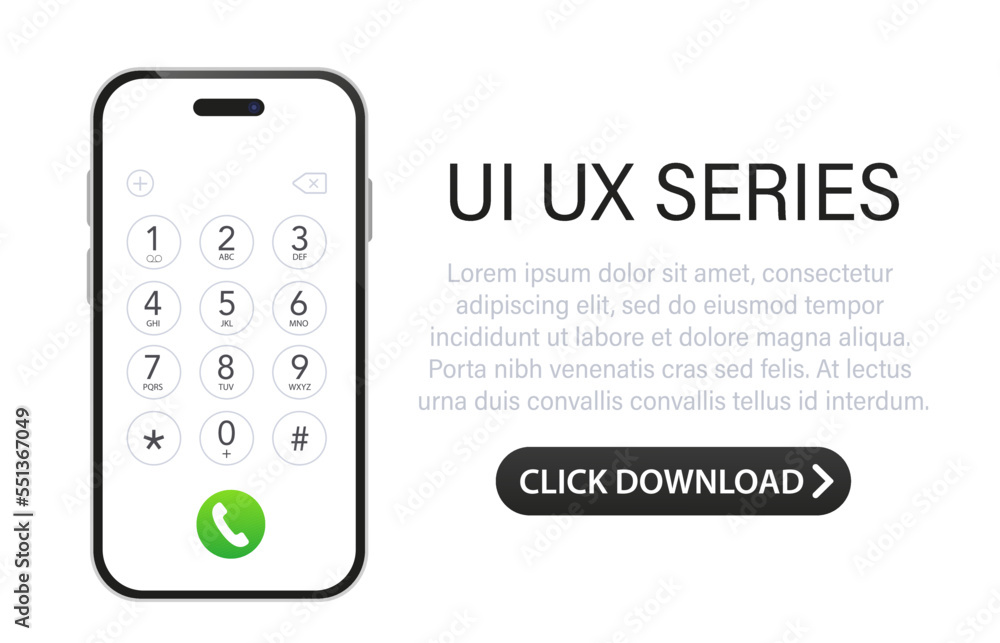 Poster smartphone keyboard with numbers and letters. interface keyboard for touch devices. dialing phone nu