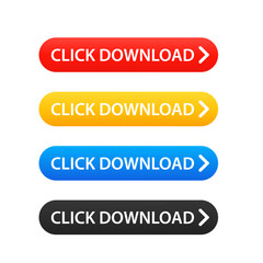 Button click download, the icon clicked. Click here vector web button. Web button with arrow pointer action. Click here user interface buttons concept. Vector illustration