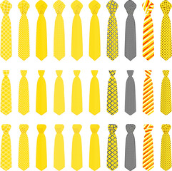 big set ties different types, neckties various size