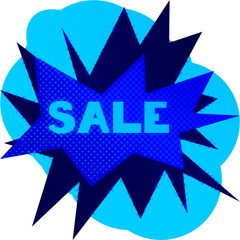 Abstract transparent halftone grunge sale sticker element.