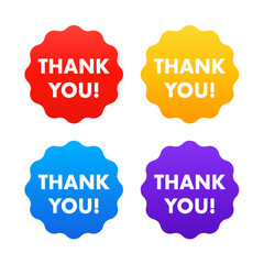 Thank you sign icon. thank you symbol.thank you button. 4 icons set. Vector illustration