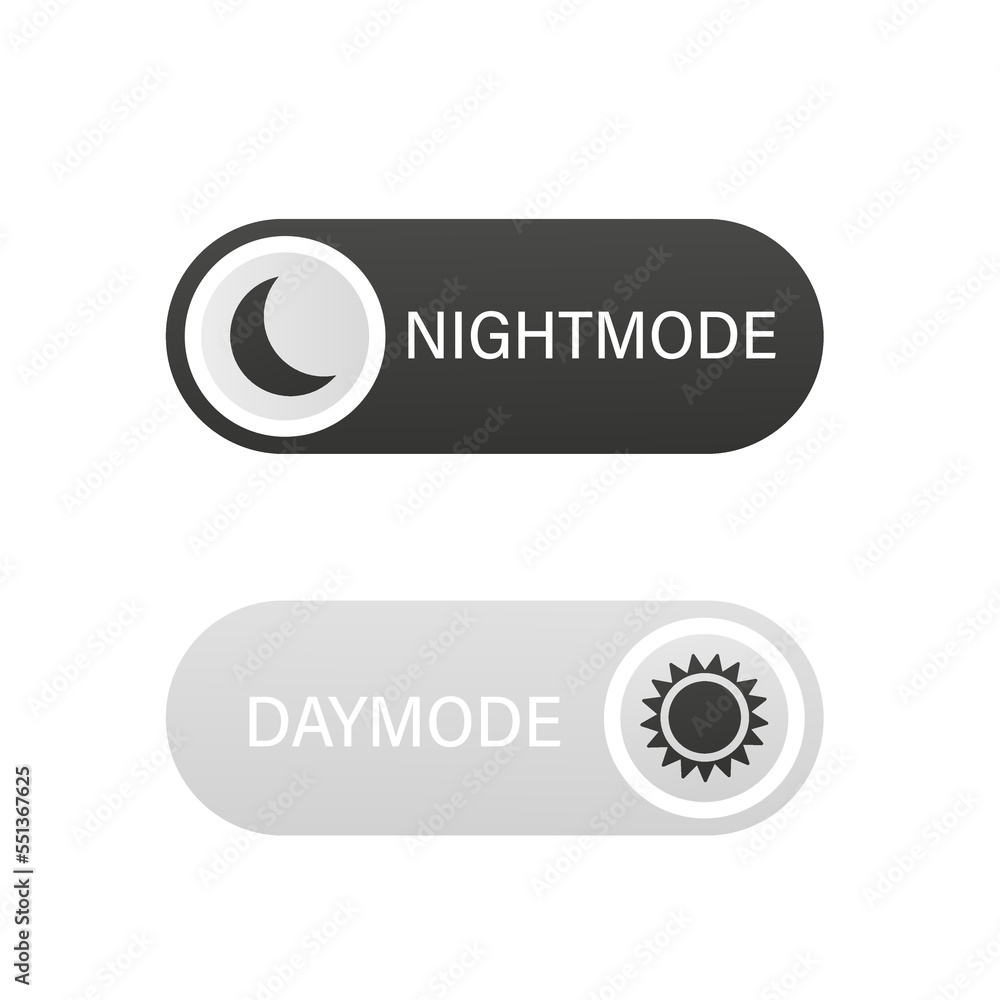 Poster night mode and day mode button mobile app interface design concept. dark mode toggle icon. applicati
