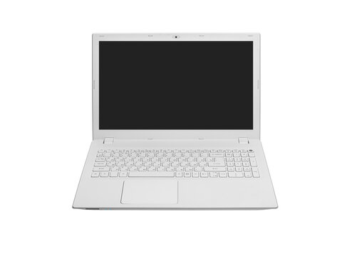 White modern laptop isolated on a white background.