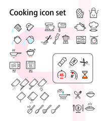 Cooking and preparation instructions. Set of sign for detailed guideline. Vector elements. Ready for your design. EPS10.	