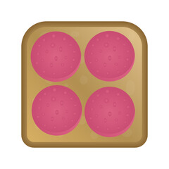 Sandwich with sausage on bread. Vector illustration