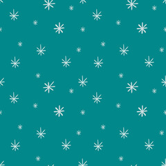 Watercolor pattern of snowflakes on a blue background