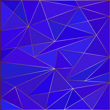 Low polygonal blue colored square pattern with metal gradient