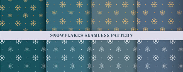 Snowflakes seamless pattern. Snowfall repeat backdrop. Winter holidays theme. Seamless background with snowflakes. 