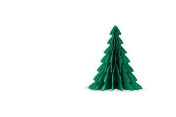 Christmas tree made of paper isolated on white background.