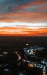 sunset over the city