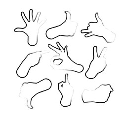 Hand signs are different by line. Vector illustration