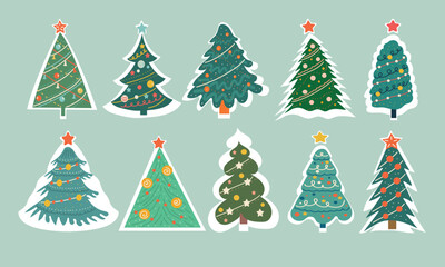 Christmas cute cartoon stickers. indoor decor set sticker design