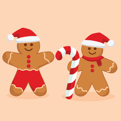 Gingerbread Man. christmas icon. Vector. Festive winter symbols. Flat design. Cartoon. colorful illustrations