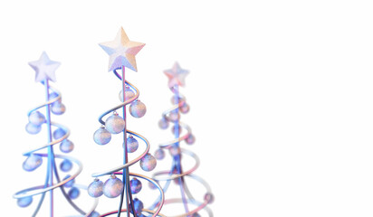 Christmas tree and star on isolated white bckground