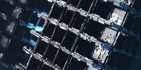 Technological complex data structure. Big data concept. Abstract digital background. 3d render.