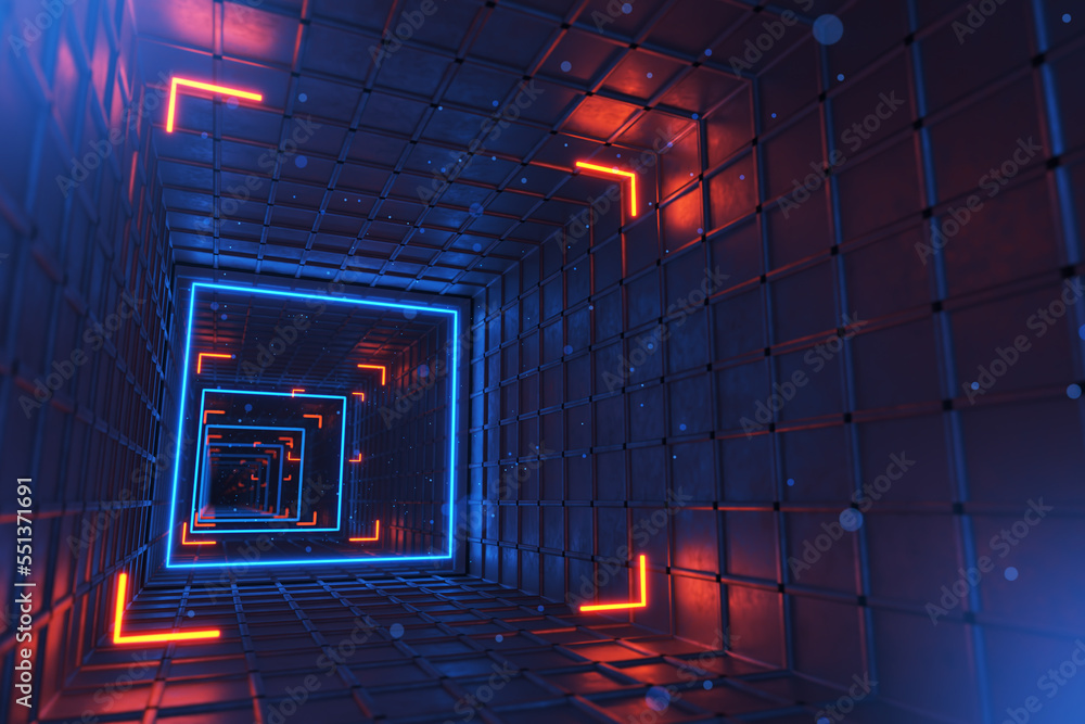 Aufkleber technological tunnel. data transfer concept. 3d render.