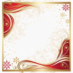 Beautiful red and gold Christmas frame, digital art