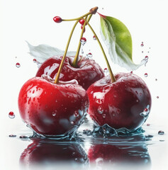 Fototapeta na wymiar red cherries on white background