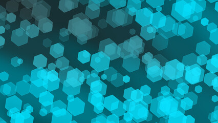 Illustration of a blue background with illuminated hexagons