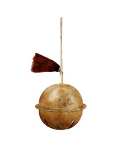 Painted sleigh bell Christmas decoration. Isolated digital PNG.