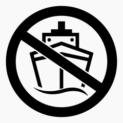 No ships. Navigation ban. Sailing is prohibited. Vector icon.