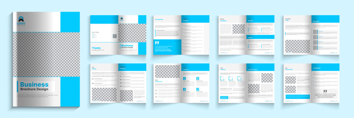 Company business brochure design with minimal 16-page professional brochure annual report, multi-page, minimal, editable business brochure.