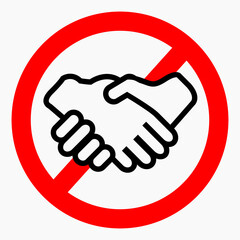 No friendship. No handshake. Touch prohibition. Vector icon.
