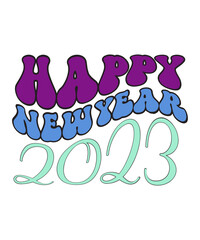 New Year 2023 SVG PNG Bundle, Retro New Year Svg, New Year Svg, New Year Shirt Design, Happy New Year 2023 Svg,