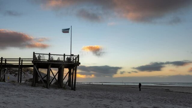 Time lapse Amrum, Norddorf, Germany: sunset at the beach of Norddorf