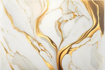 Photo sur Plexiglas Marbre golden white marble background texture, pattern generative ai design